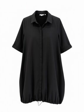 Chicos Zenergy Bungee Dress Black Stretch Athleisure Drawstring Hem Size 2 Large